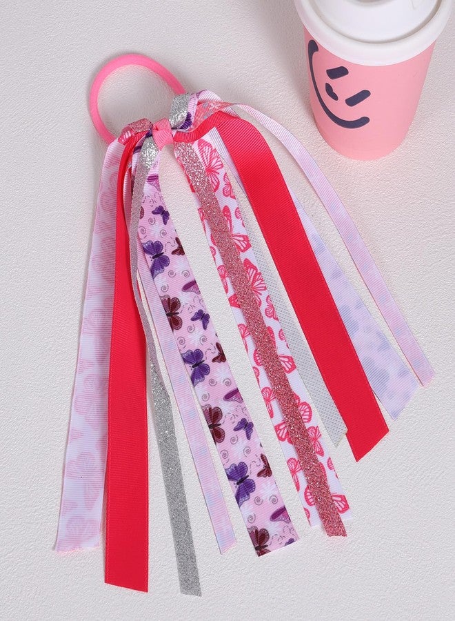 KCHIES 8.7" Butterfly Ponytail Streamer Hair Tie Pink Pony Holder Elastic Hair Bands Fall Spring Holiday Hair Decoration Accessories for Women Girls Mom Mother’s Day Gift - Image 4